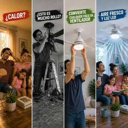 2x1 VENTILADOR DE TECHO CON LÁMPARA LED: Intensidad Ajustable, Control Remoto - ¡Instala en segundos! (NUEVO)