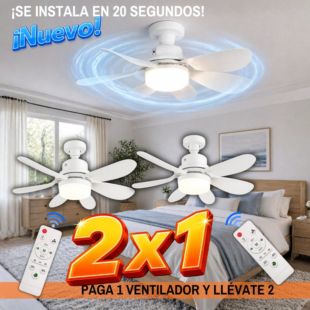 2x1 VENTILADOR DE TECHO CON LÁMPARA LED: Intensidad Ajustable, Control Remoto - ¡Instala en segundos! (NUEVO)