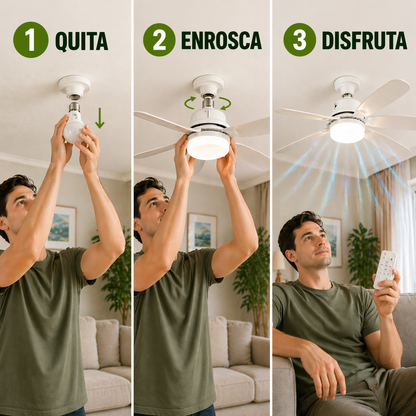 2x1 VENTILADOR DE TECHO CON LÁMPARA LED: Intensidad Ajustable, Control Remoto - ¡Instala en segundos! (NUEVO)