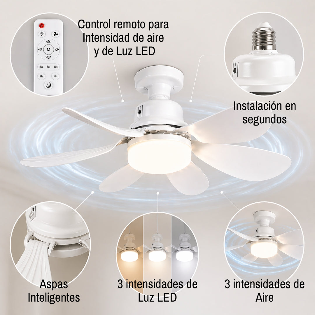 2x1 VENTILADOR DE TECHO CON LÁMPARA LED: Intensidad Ajustable, Control Remoto - ¡Instala en segundos! (NUEVO)