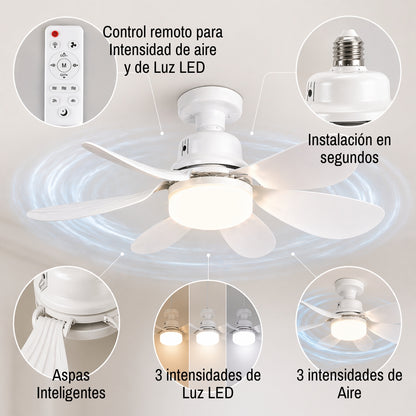 2x1 VENTILADOR DE TECHO CON LÁMPARA LED: Intensidad Ajustable, Control Remoto - ¡Instala en segundos! (NUEVO)